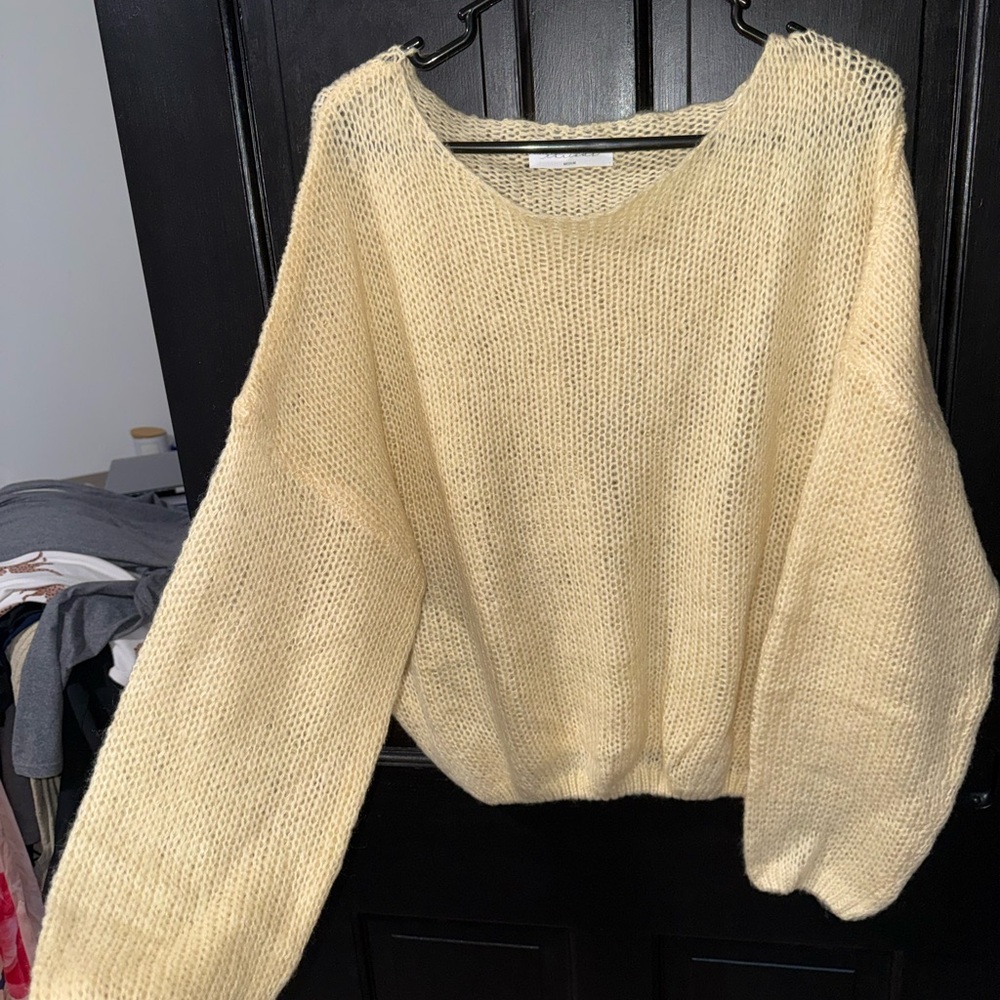 American Threads Cream Off-the-Shoulder Knit Sweater
